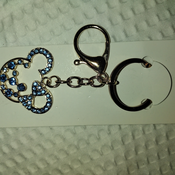Accessories - Blue Crystal Keychain with Minnie Mouse Design Goldtone